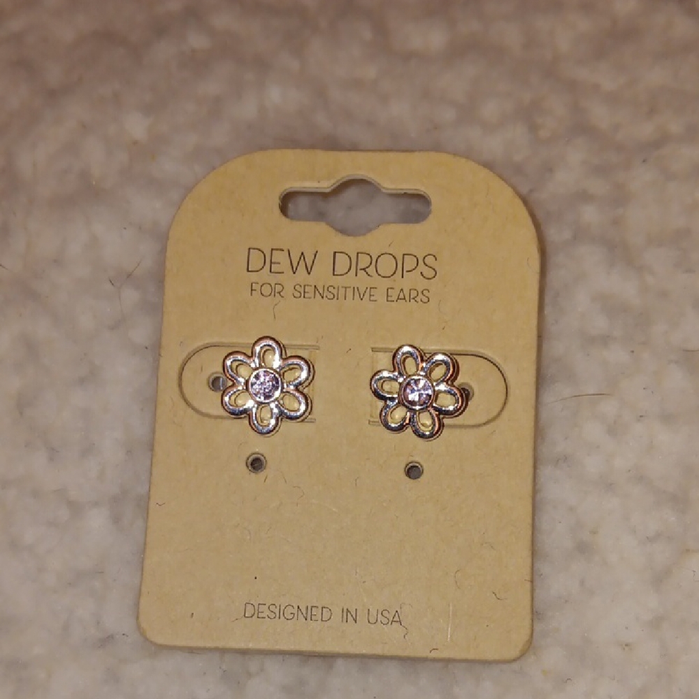 Gold and Silver Flower Earrings